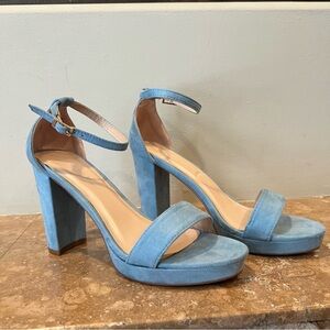 Lov Mark sky blue suede chunky heels size 7.5